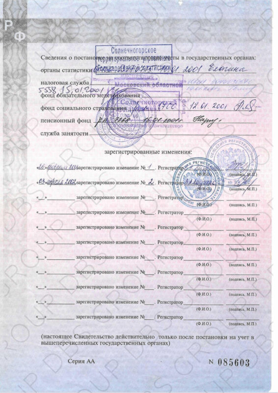 Свидетельство о регигистрации Дорбостсервис ДБС 2000-2